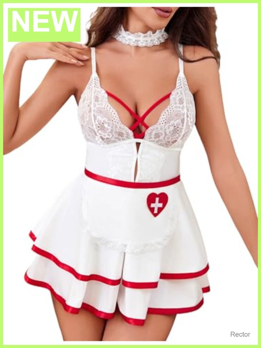 Maid Lingerie Costume French Babydoll Outfit Set 4 Piece